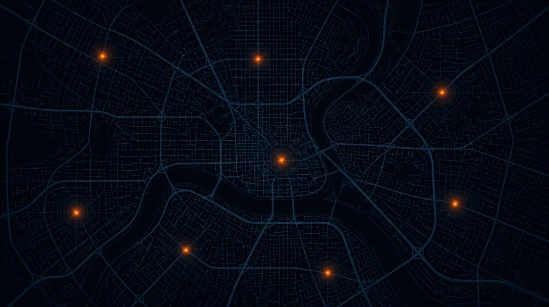 Heat-scored prospects plotted across a metro street grid